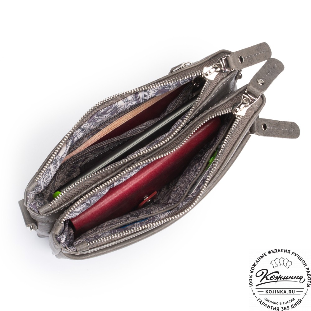 Женская кожаная сумка "Хельга" (серая гладкая кожа)